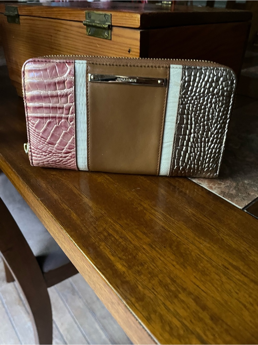 Brahmin Tricolor Croc-Embossed Leather Zip Wallet